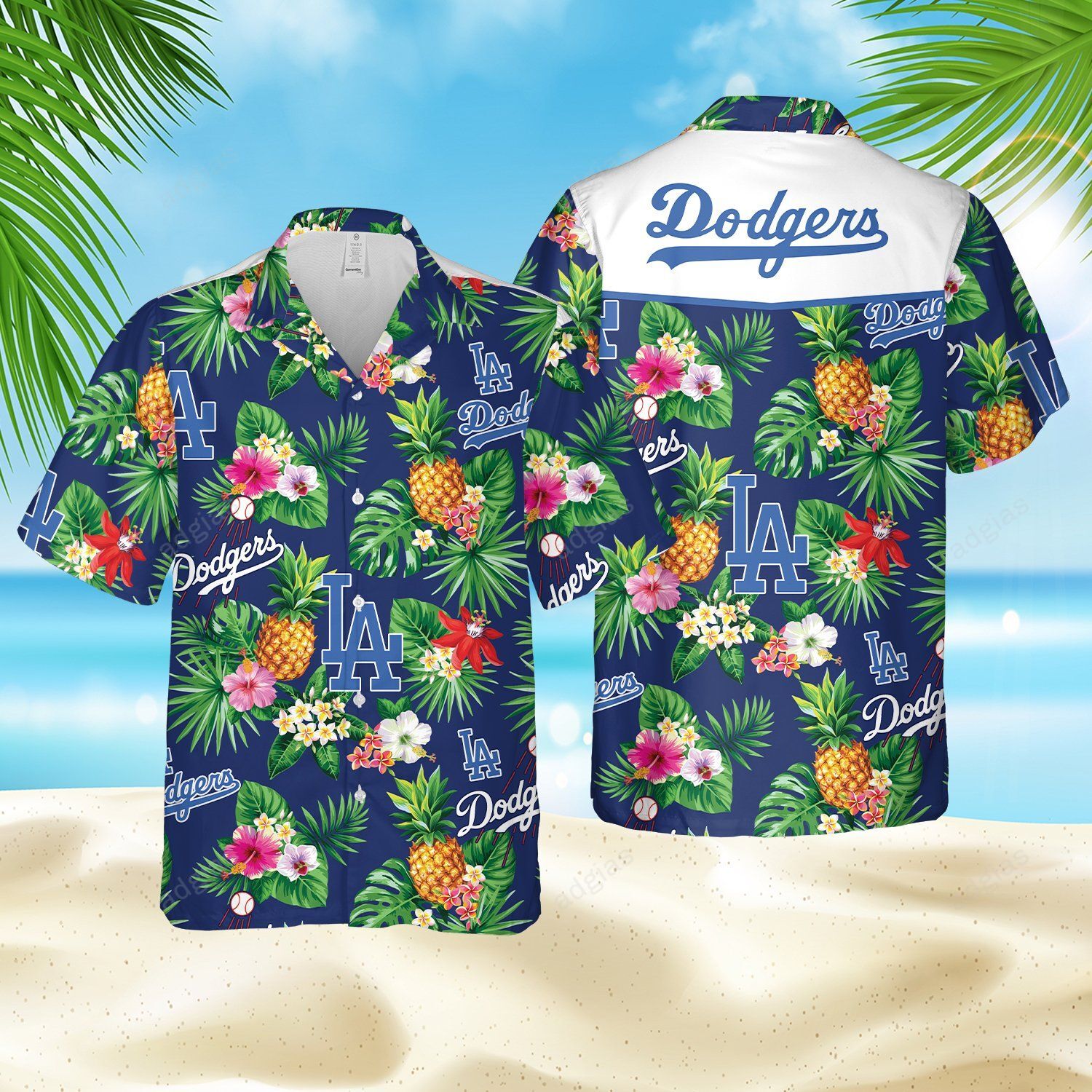 LAD Hawaii Style Baseball Fans Hawaiian Shirt