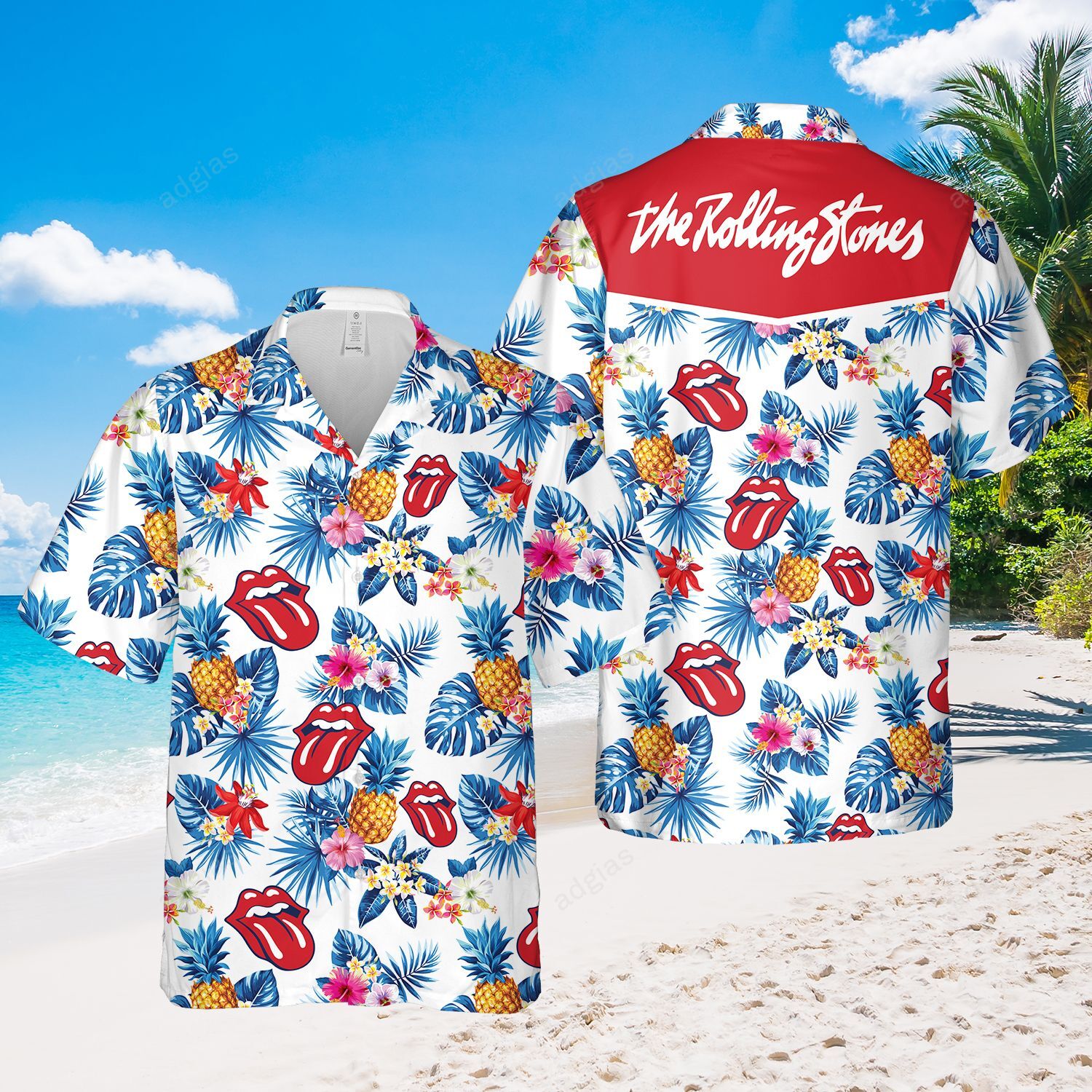 Stone Blue Hawaiian Aloha Pattern Summer Shirt