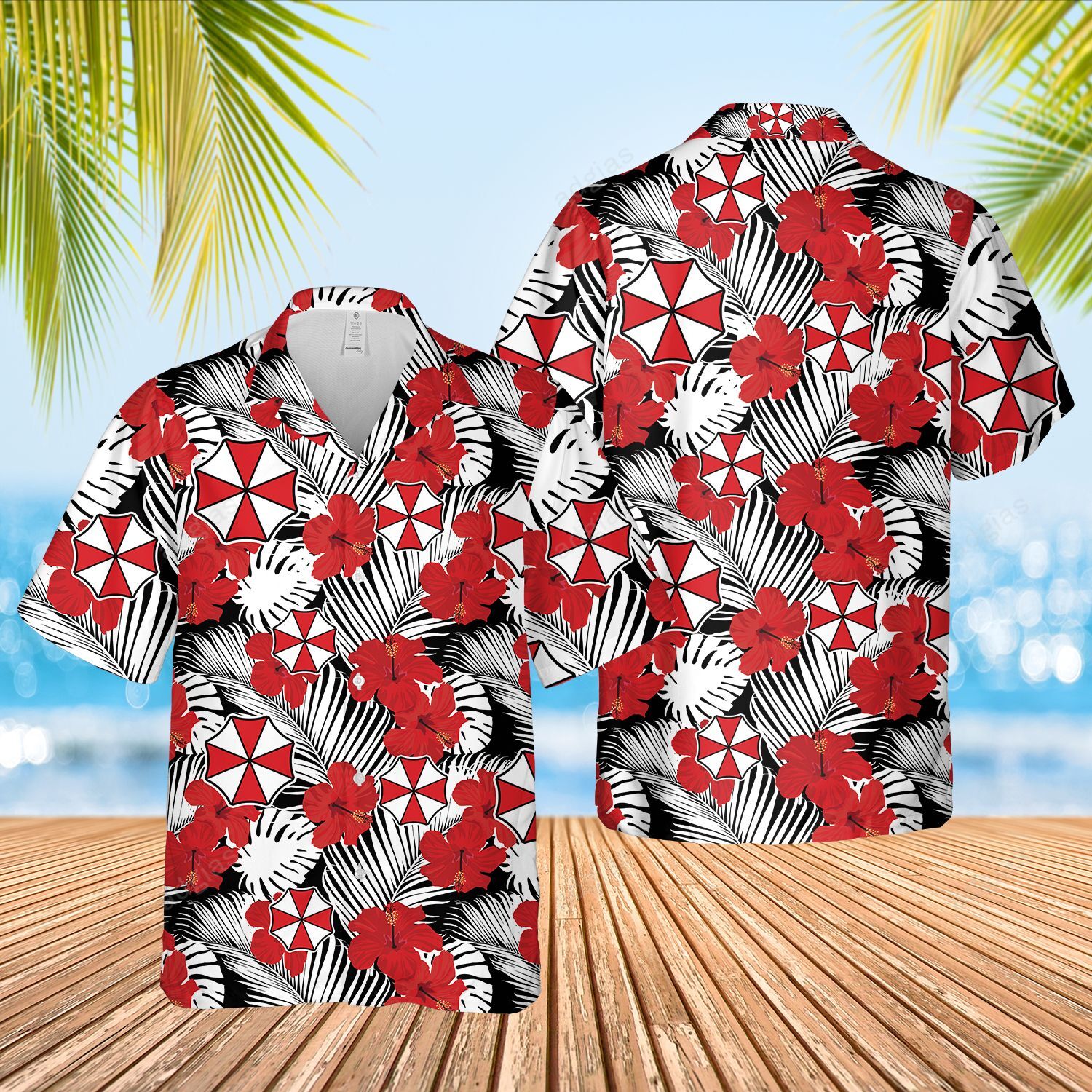 Umbrella Evil Hawaiian Hawaii Aloha Pattern Summer Shirt
