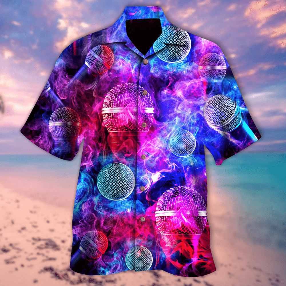 Microphone Enveloped In A Colored Purple Unique Design Unisex Hawaiian Shirt For Men And Women Dhc17062424