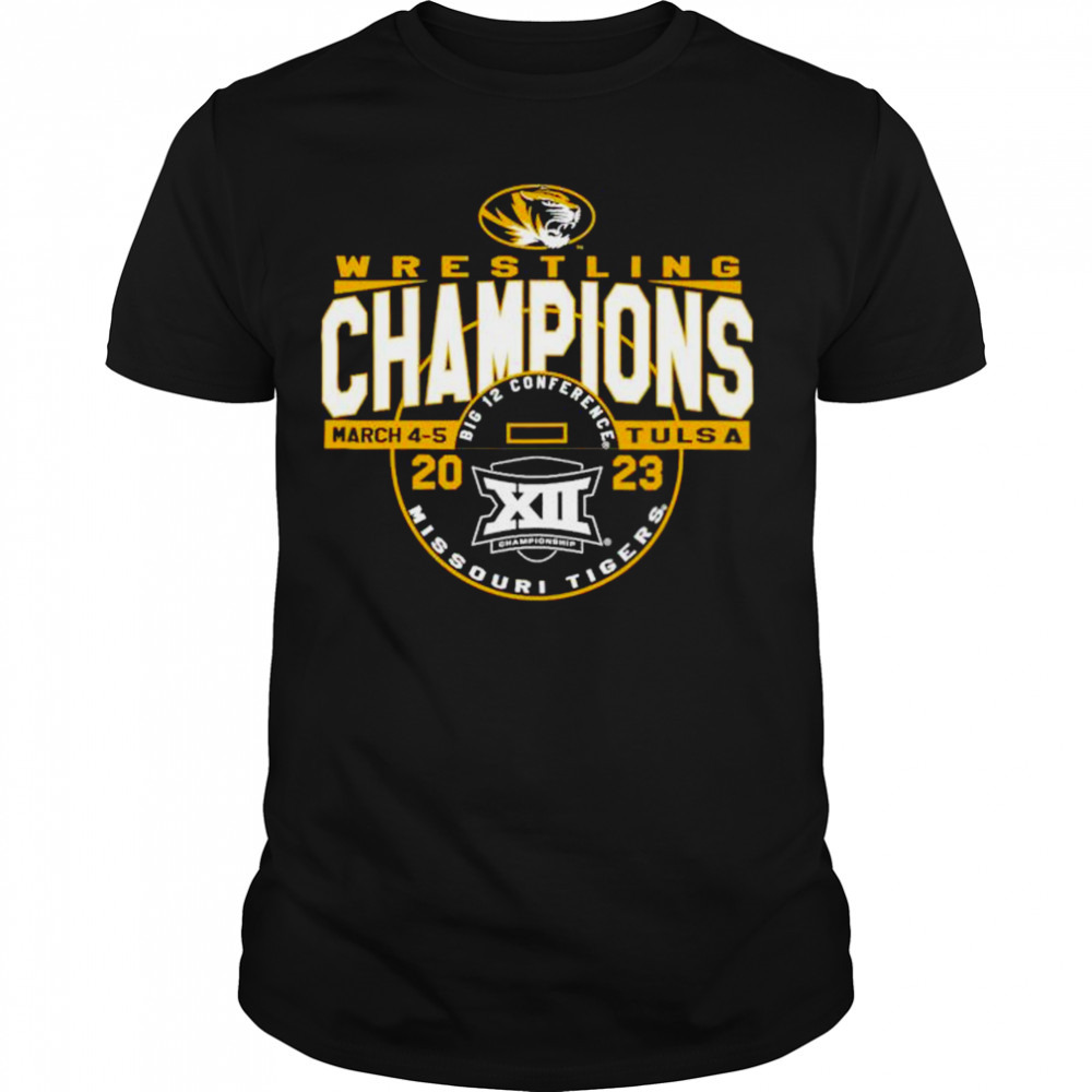 Missouri Tigers Blue 84 2023 Big 12 Wrestling Champions T-Shirt