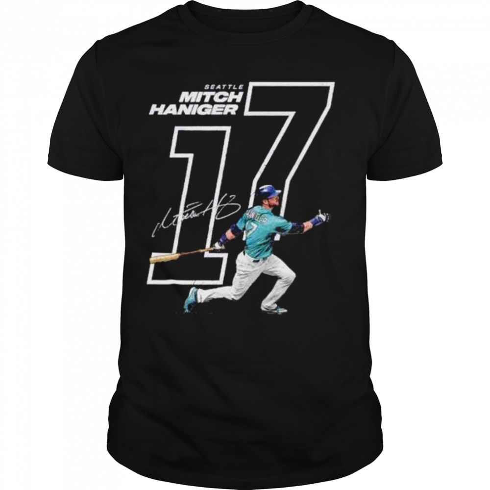 seattle Mariners Mitch Haniger number 17 outline shirt