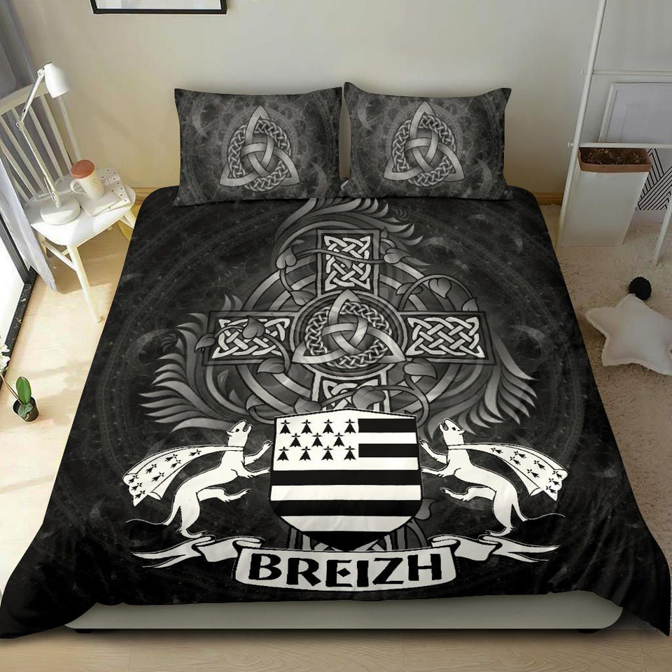 Celtic Bedding Set - Brittany Flag With Celtic Cross