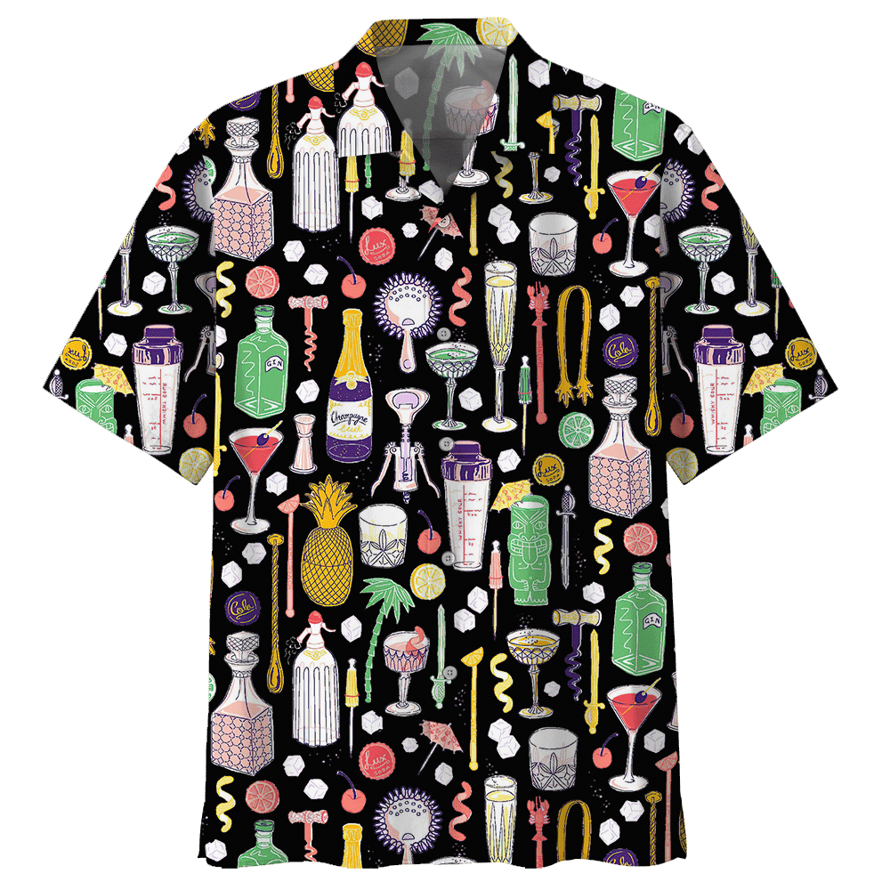 Cocktail Black Nice Design Unisex Hawaiian Shirt For Men And Women Dhc17062587