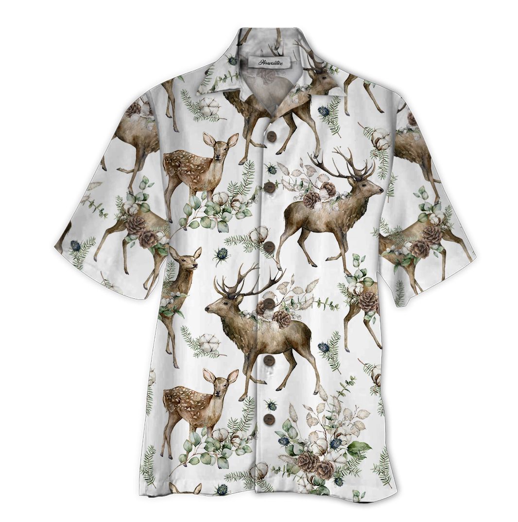 Deer White High Quality Unisex Hawaiian Shirt For Men And Women Dhc17062216