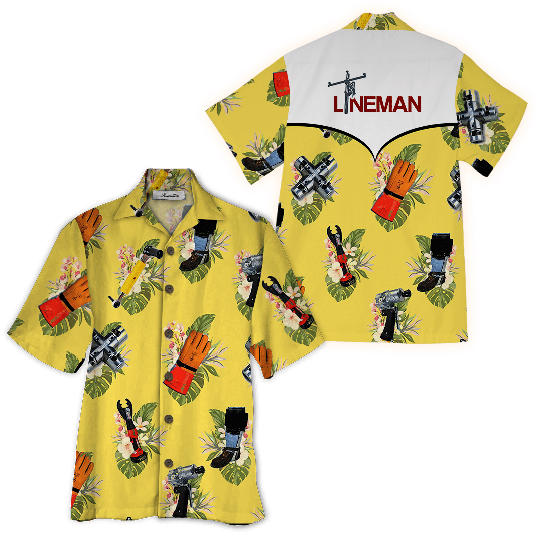 Lineman Yellow Nice Design Unisex Hawaiian Shirt For Men And Women Dhc17062210