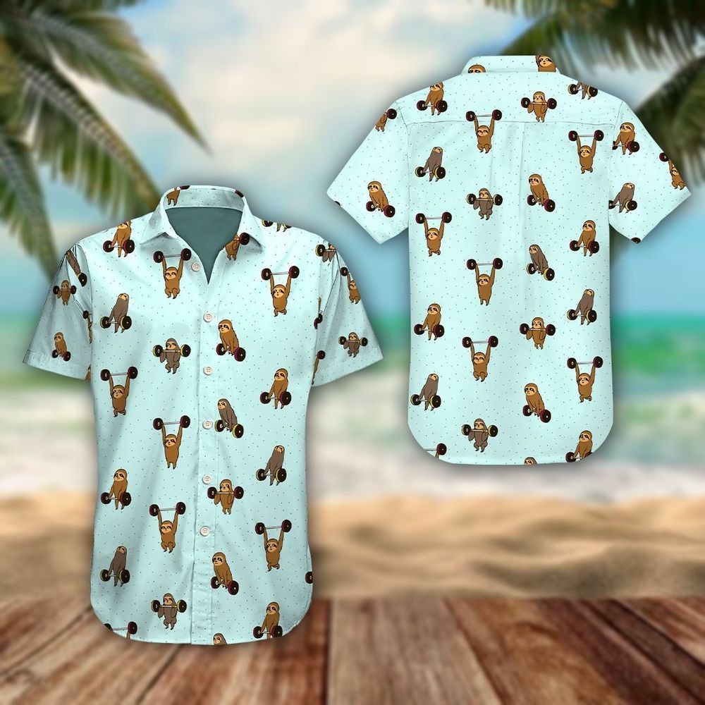 Sloth Lifting Blue High Quality Unisex Hawaiian Shirt For Men And Women Dhc17063053