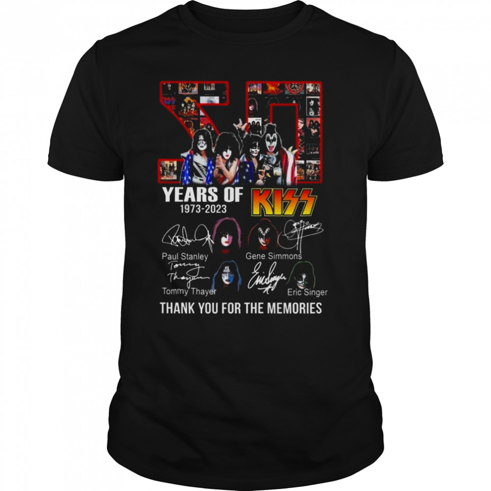 50 Years Of 1973 – 2023 Kiss Band Thank You For The Memories Signatures Shirt