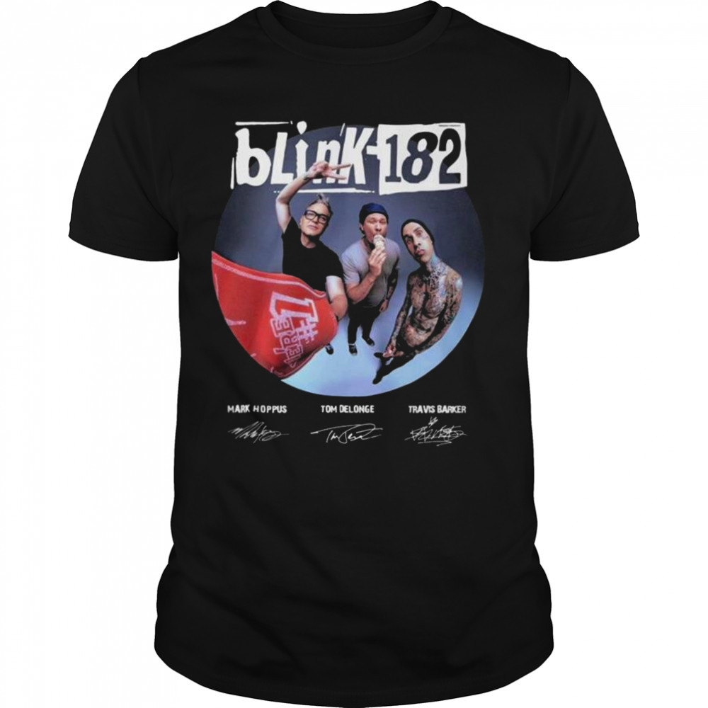 Blink-182 Mark Hoppus Tom Delonge Travis Barker World Tour 2023 Signatures Shirt
