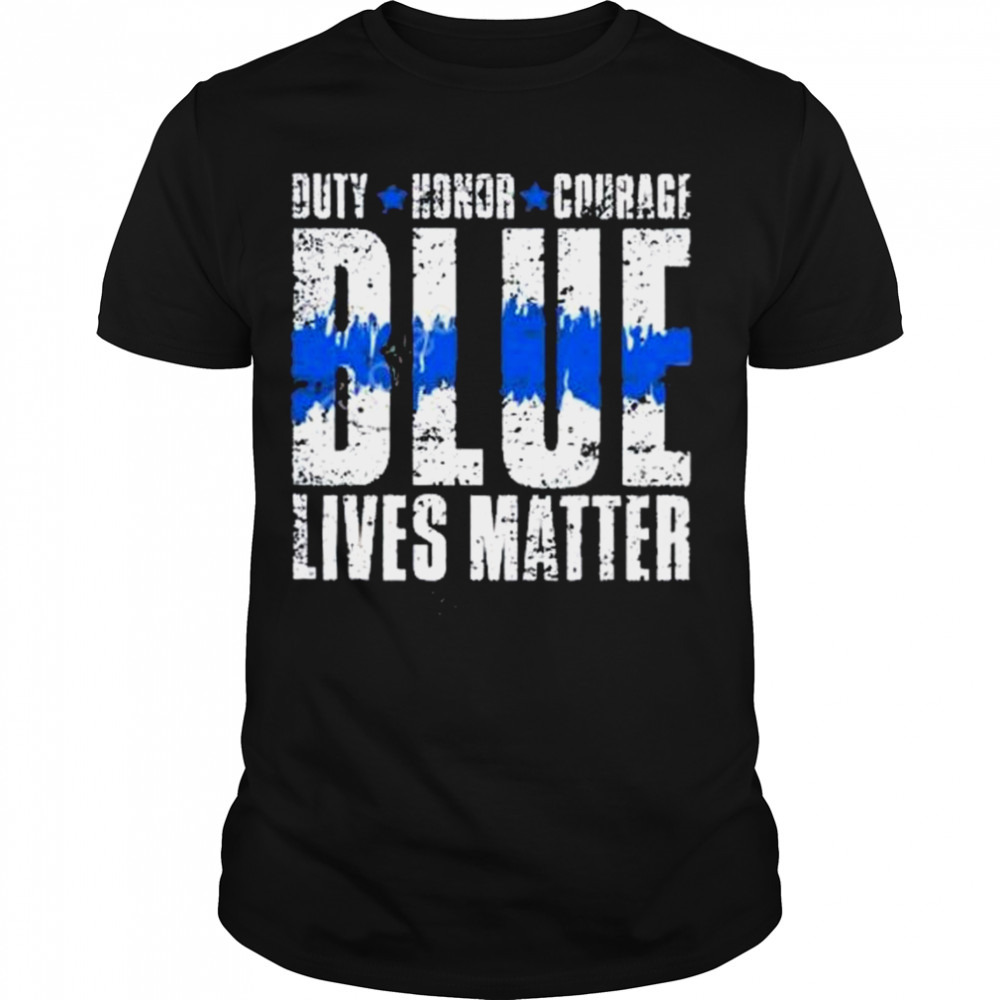 Little Girl Wearing Duty Honor Courage Blue Lives Matter Shirt