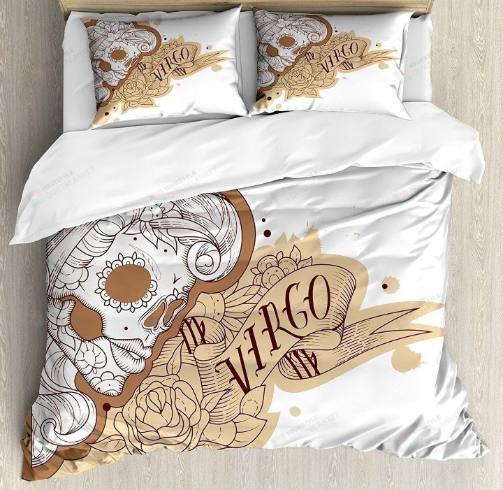 Zodiac Virgo Gothic Sugar Skull Horoscope Piece Bedding Set