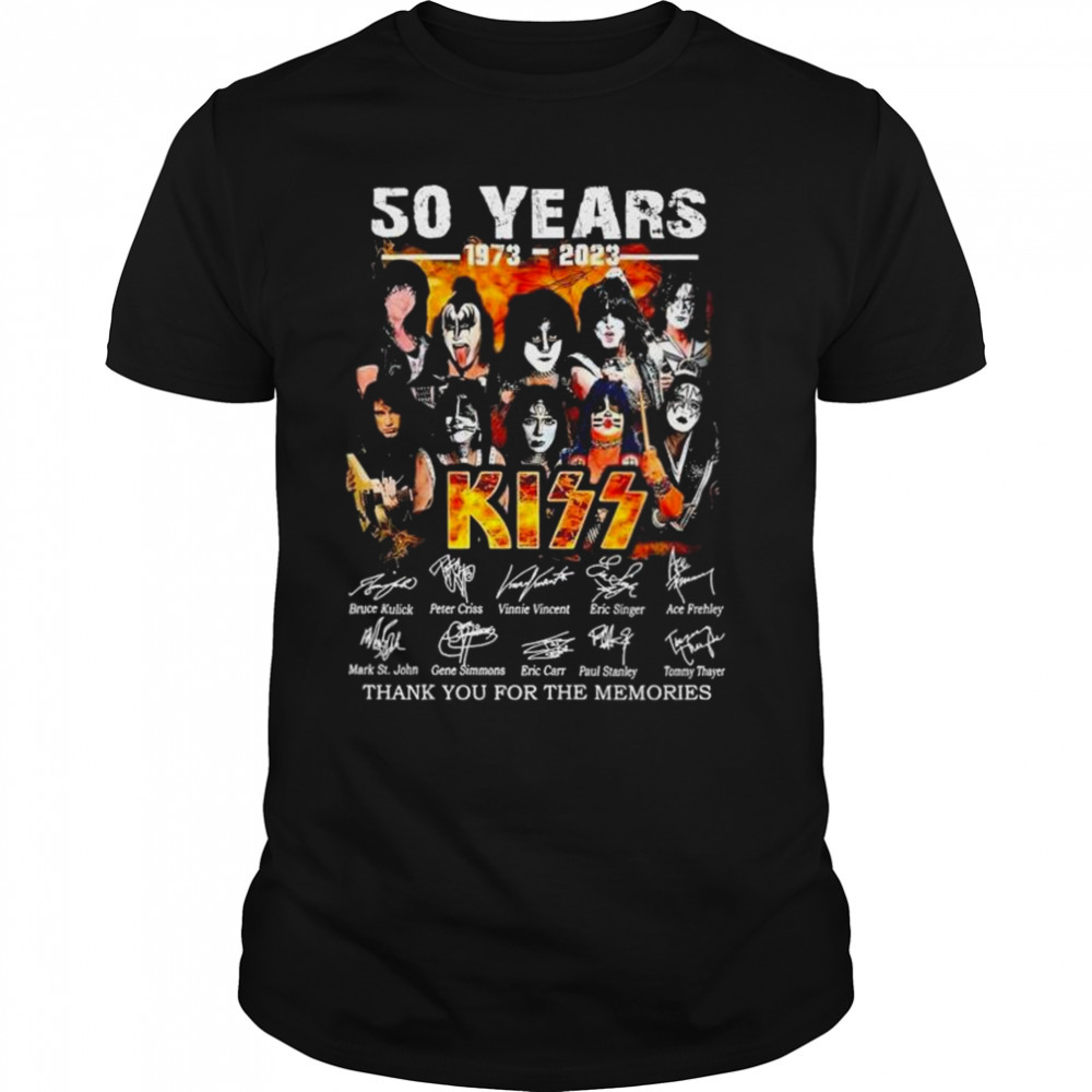 2023 Kiss band 50 years thank you for the memories signatures shirt