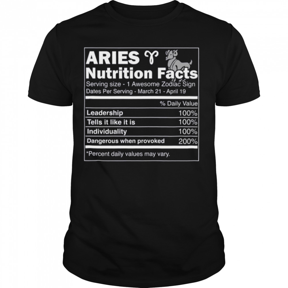Nutrition Facts Horoscope Zodiac Aries shirt