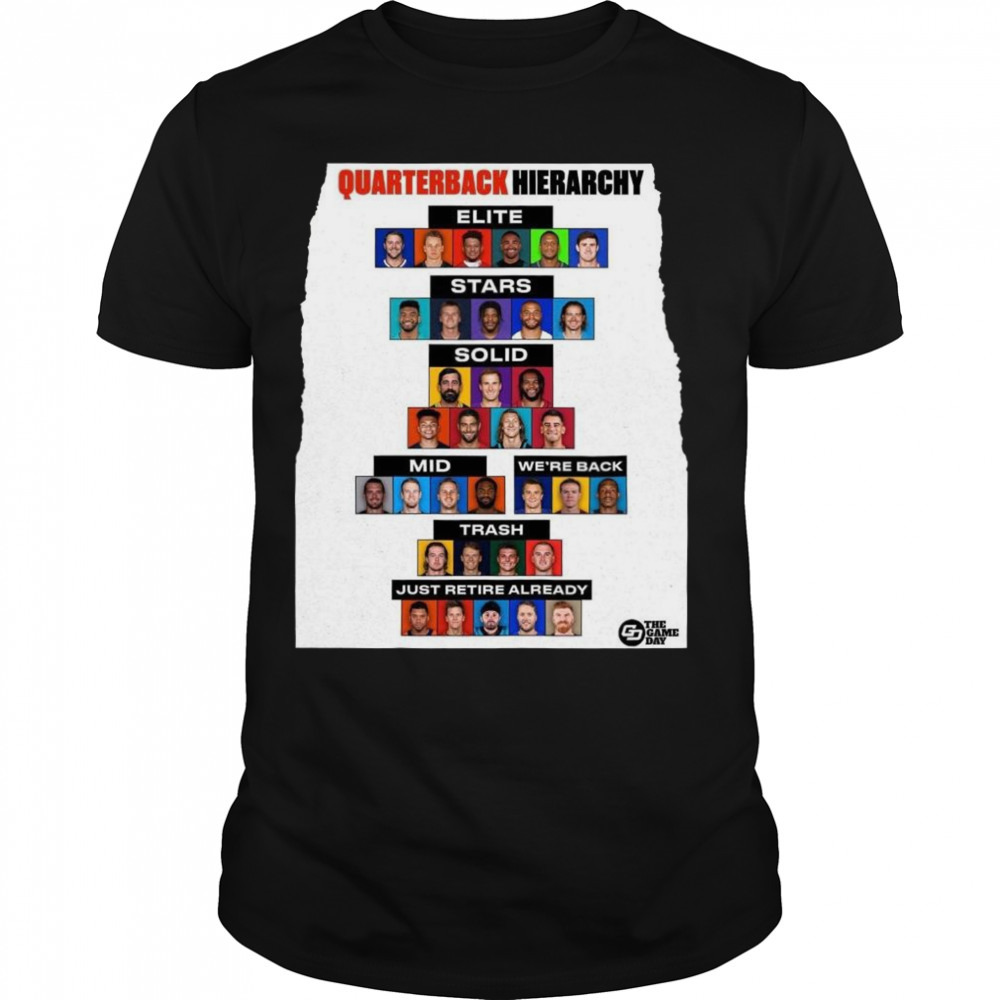 Quarterback hierarchy elite solid mid we’re back trash just retire already shirt