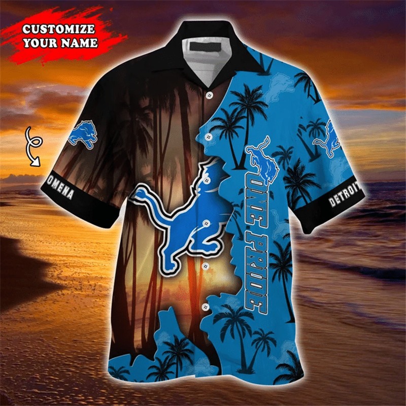Detroit Lions Hawaiian Shirt tropical island personalized