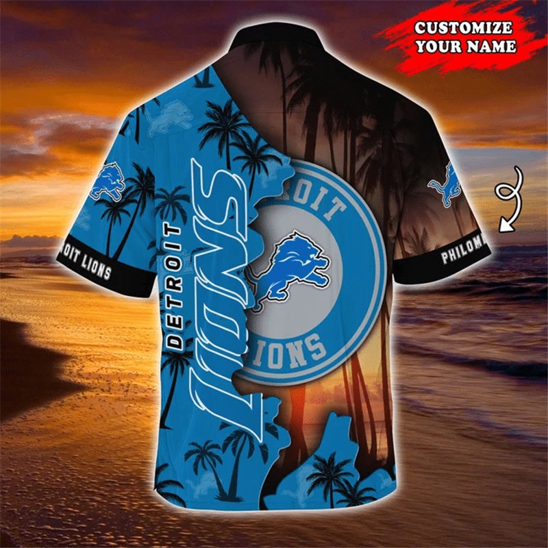 Detroit Lions Hawaiian Shirt tropical island personalized