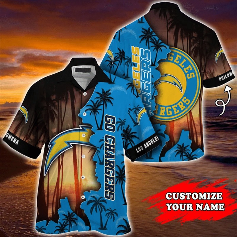 Los Angeles Chargers Hawaiian Shirts tropical island personalized