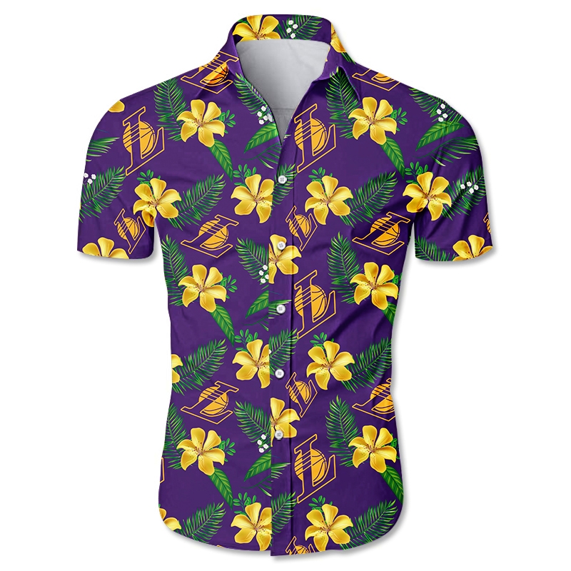 Los Angeles Lakers Hawaiian shirt Tropical Flower summer
