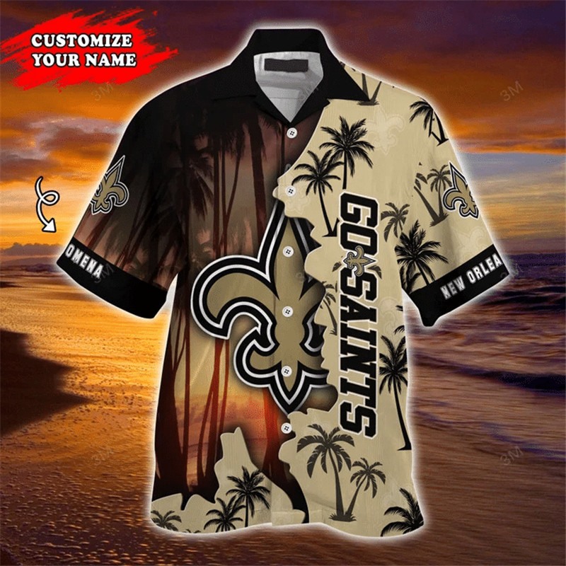 New Orleans Saints Hawaiian Shirt tropical island personalized