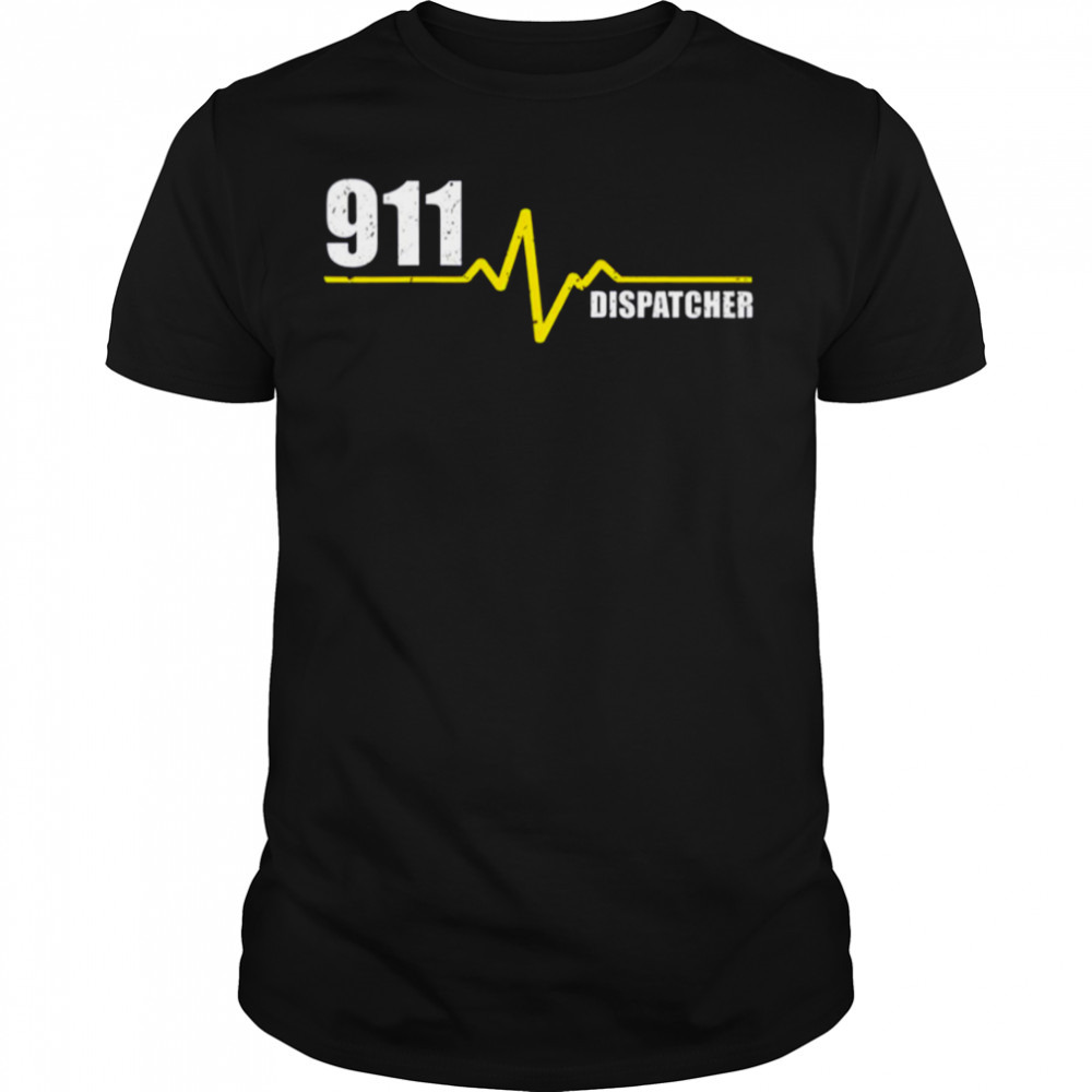 911 Dispatcher Heartbeat Thin Gold Line shirt