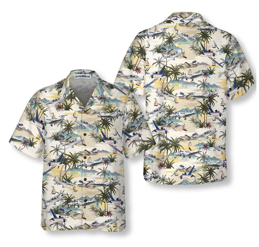 Army Aviation Aircraft Tropical Pattern Hawaiian Shirt