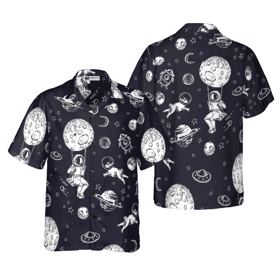 Astronaut And His French Bulldog Hawaiian Shirt