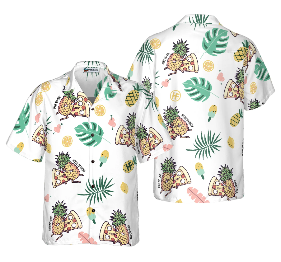 Cartoon Pizza Pineapple Hawaiian Shirt