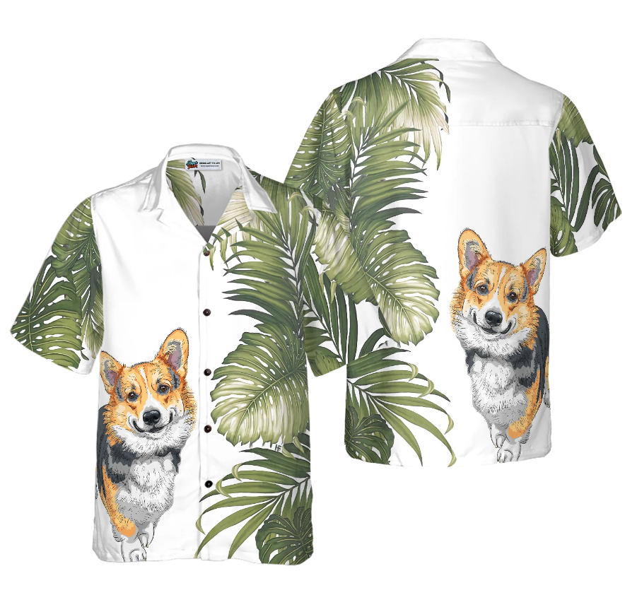 Corgi Monstera Leaves Corgi Hawaiian Shirt