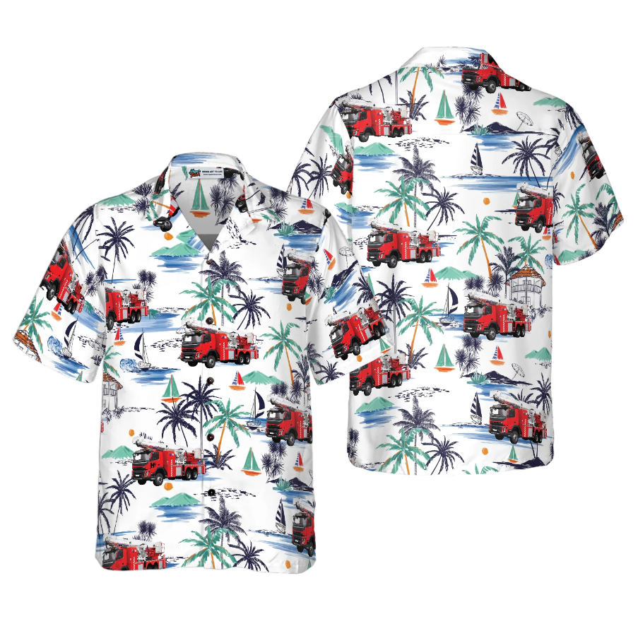 Fire Truck Friend Of Firefighter Hawaiian Shirt