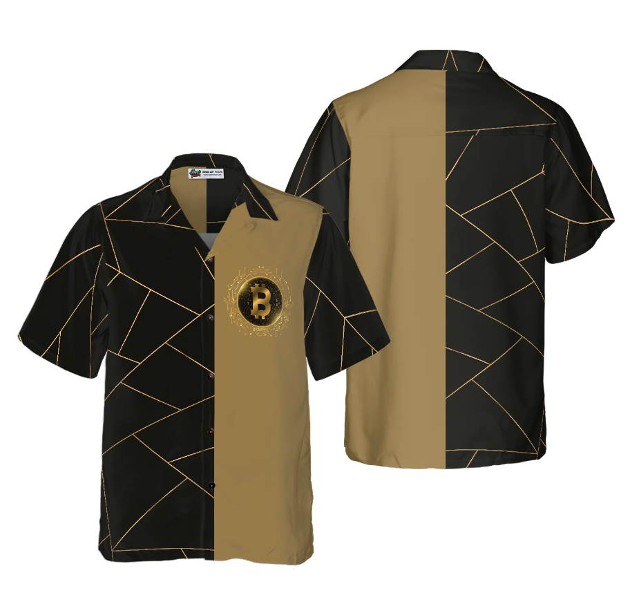 Golden Bitcoin Cryptocurrency Hawaiian Shirt