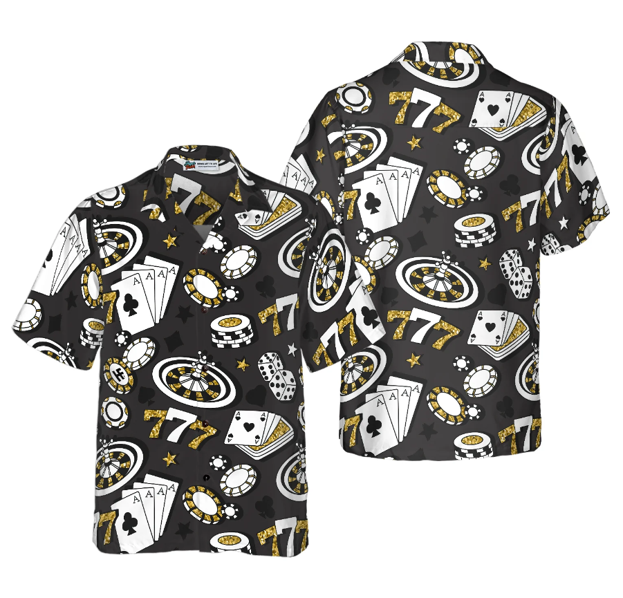 Playing Chip Cards Poker Shirt For Men Hawaiian Shirt