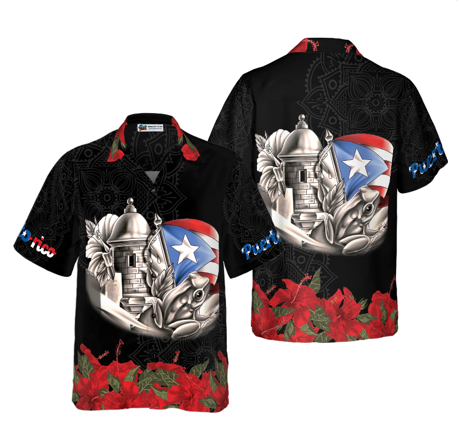 Puerto Rico Manga Flower Hawaiian Shirts
