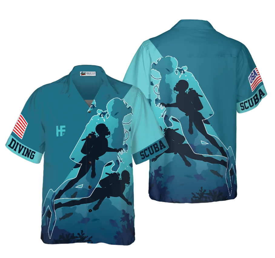 Scuba Diving Into The Sea Hawaiian Shirt