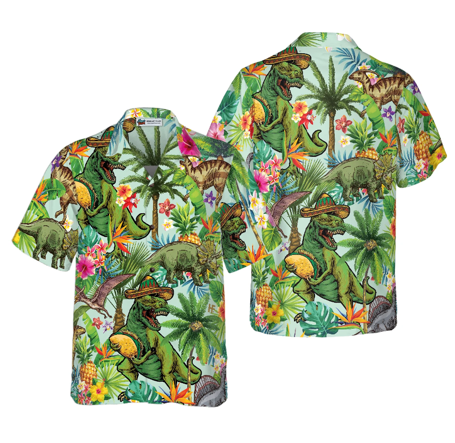 Tropical Dinosaur Hawaiian Shirt