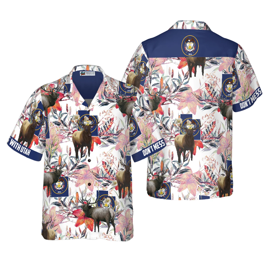 Utah Elk And The Sego Lily Hawaiian Shirt