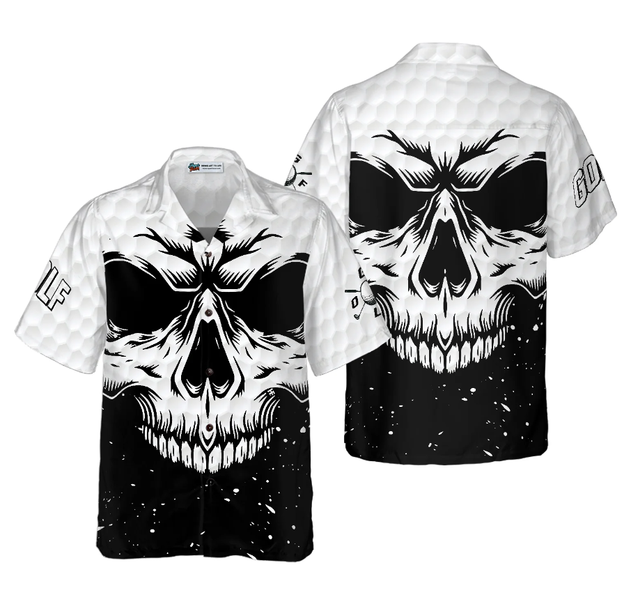 White Skull Golf Hawaiian Shirt