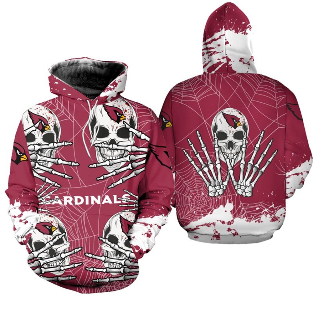 Arizona Cardinals Hoodie skull for Halloween graphic