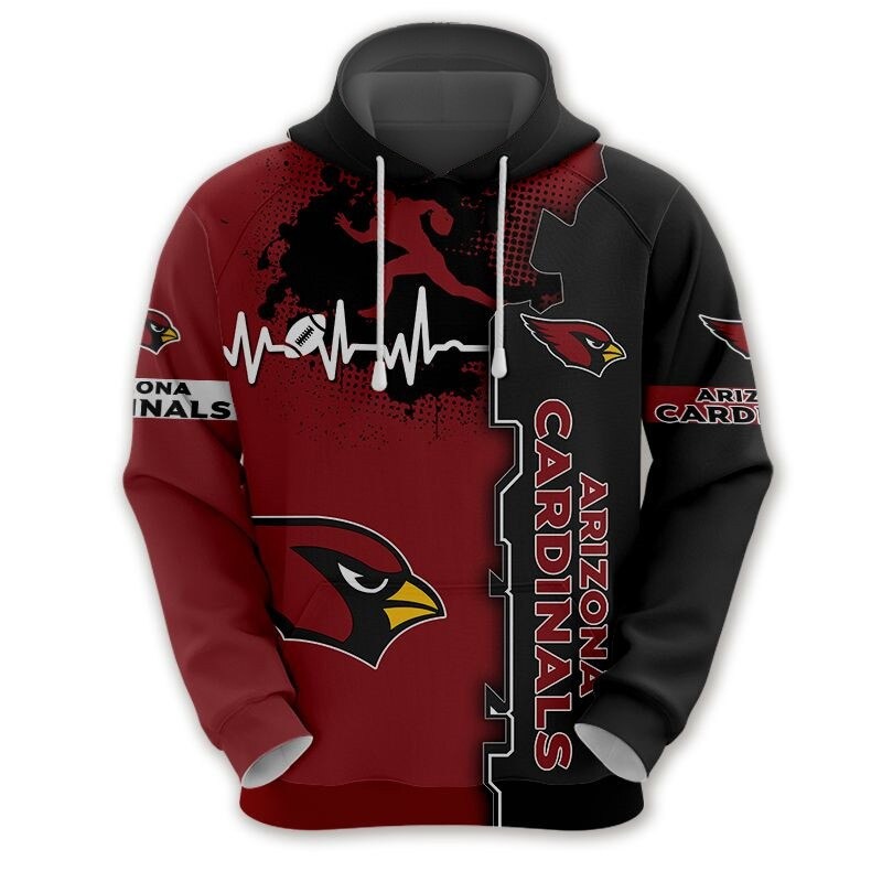 Arizona Cardinals hoodie graphic heart ECG line