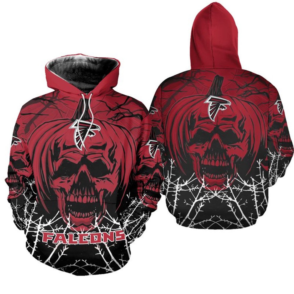 Atlanta Falcons Hoodie Halloween pumpkin skull print sweatshirt