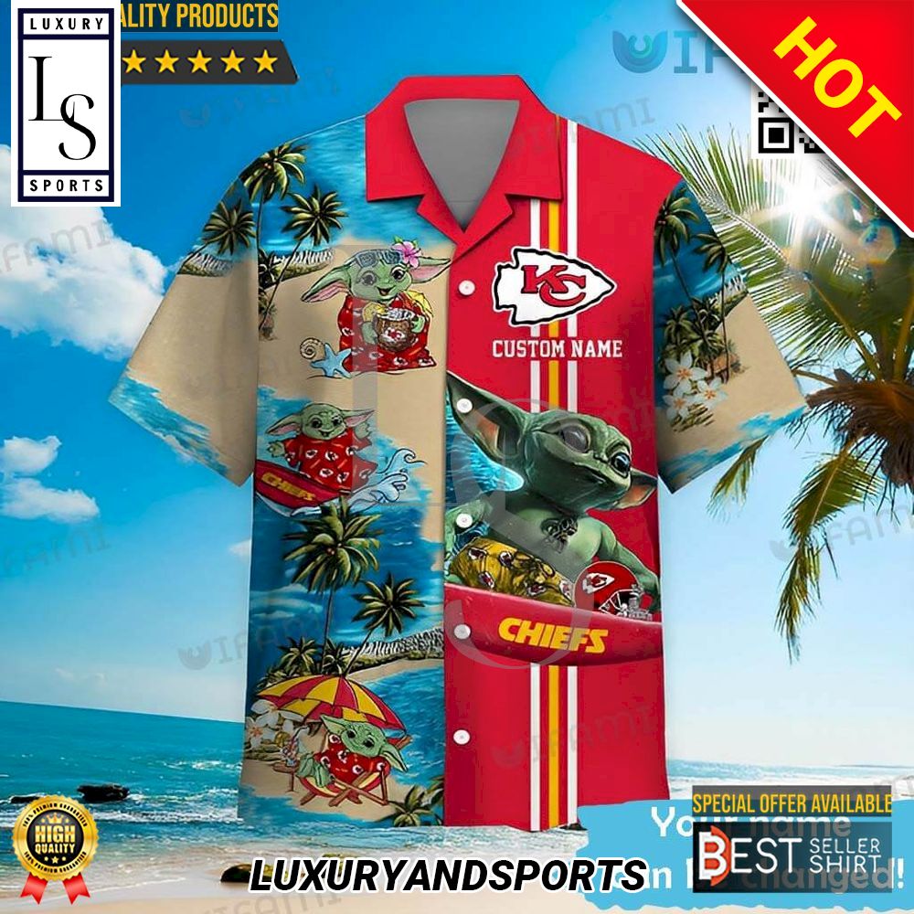 Baby Yoda Surfing Kansas City Chiefs Custom Hawaii Shirt