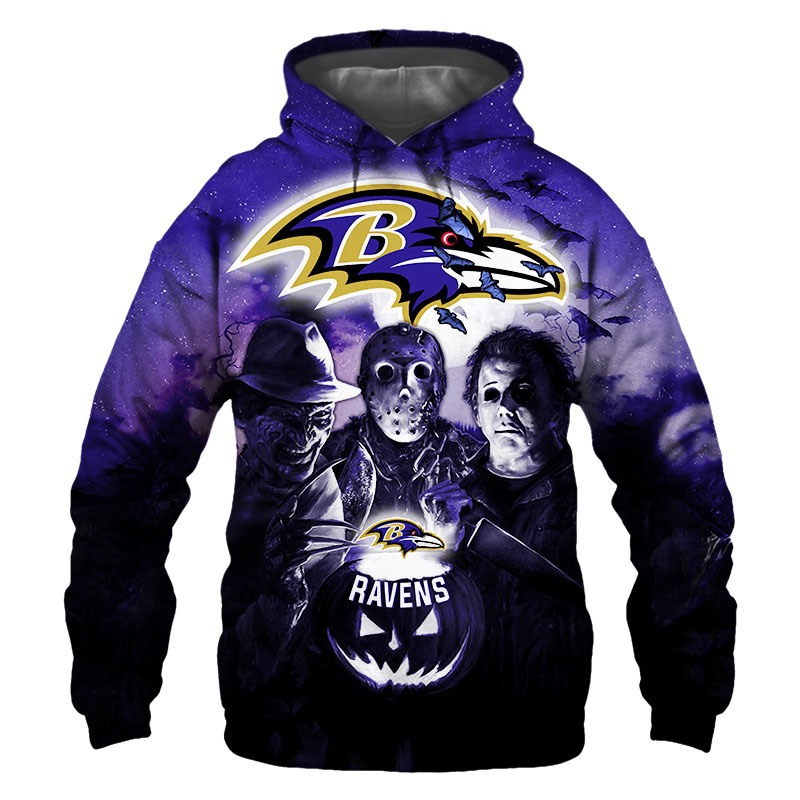 Baltimore Ravens Hoodie 3D Halloween Horror night gift for fans