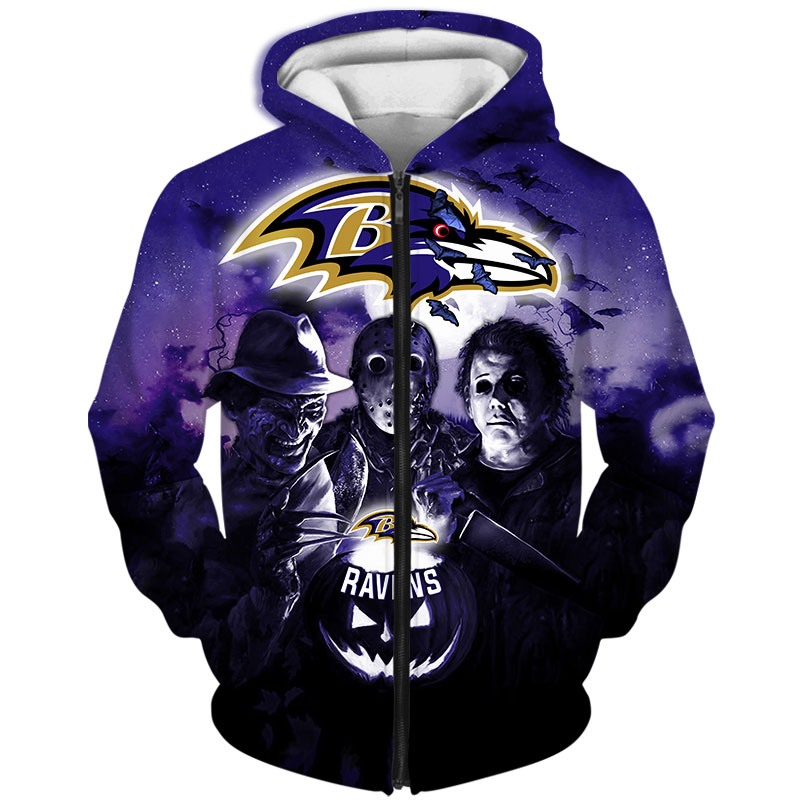 Baltimore Ravens Skull Halloween 3D Printed Hoodie in 2023