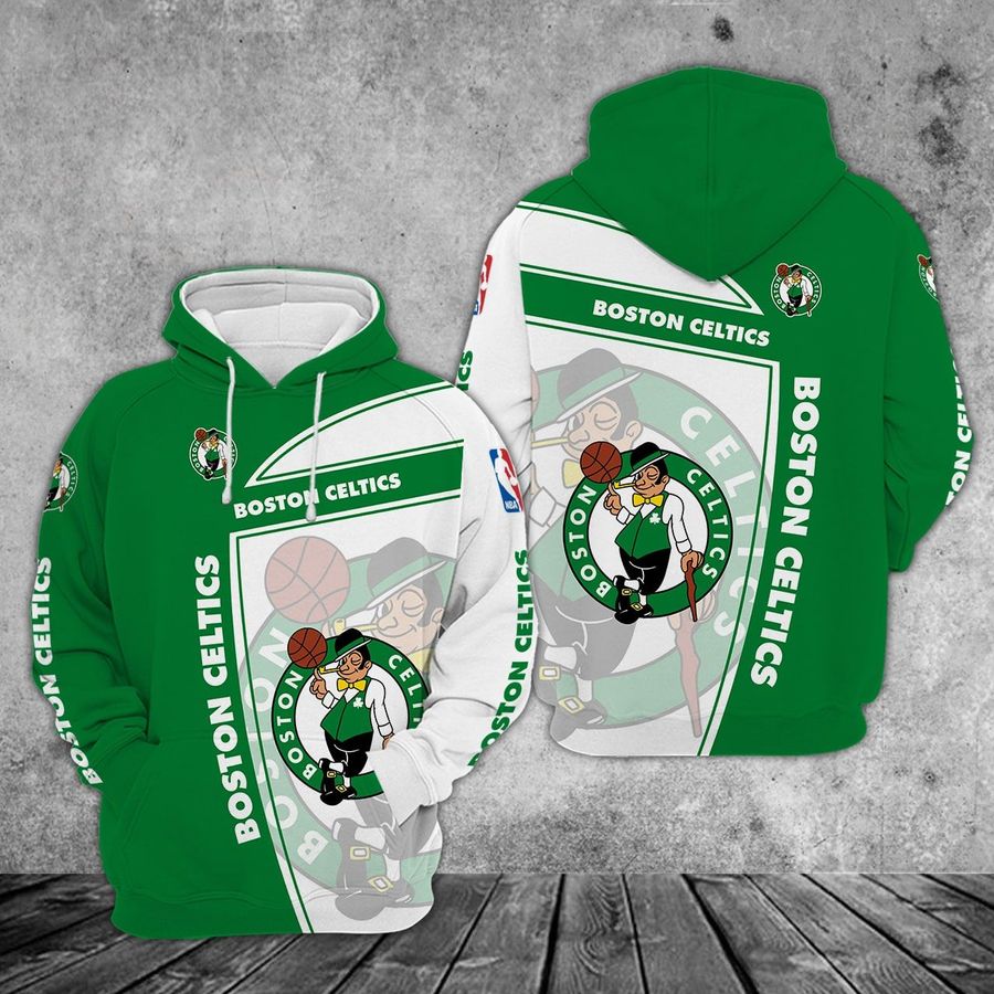 Boston Celtics zip hoodie 3D basketball for fans