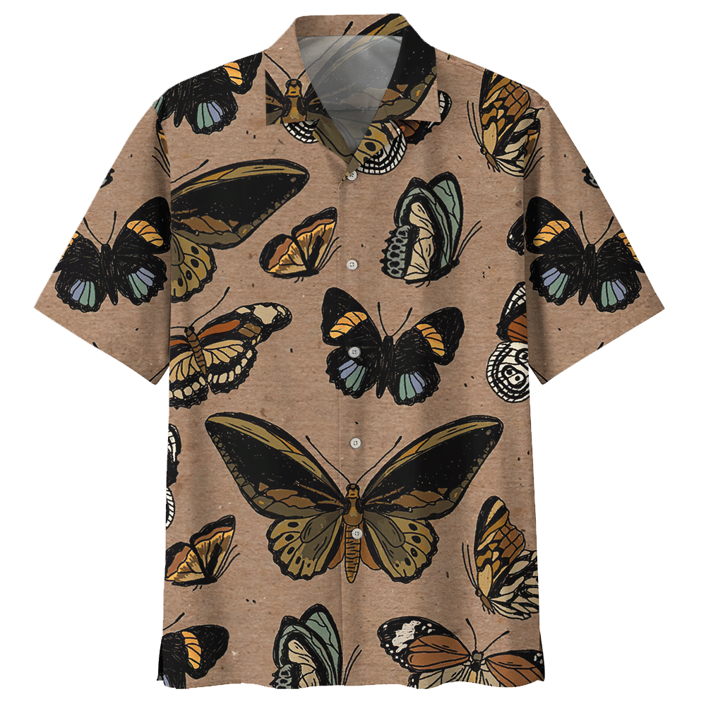 Butterfly Khaki Nice Design Unisex Hawaiian