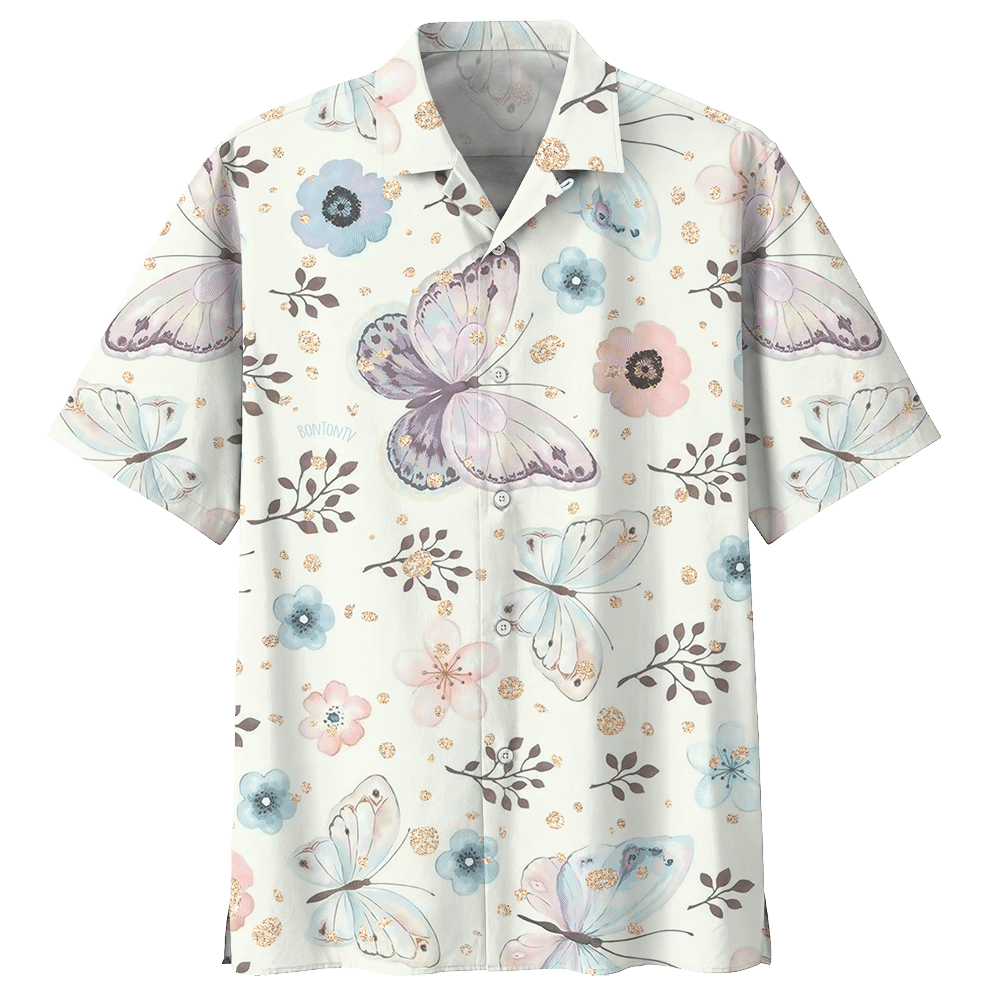 Butterfly White Amazing Design Unisex Hawaiian Shirt