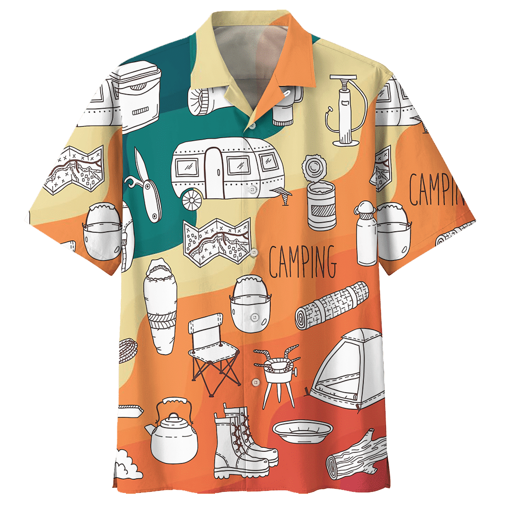 Camping Orange Unique Design Unisex Hawaiian Shirt