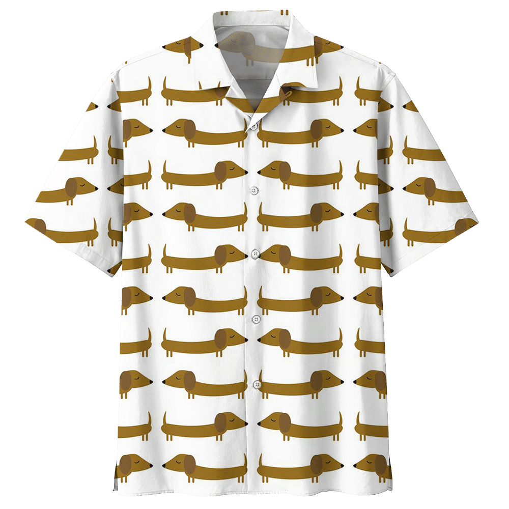 Dachshund White High Quality Unisex Hawaiian Shirt