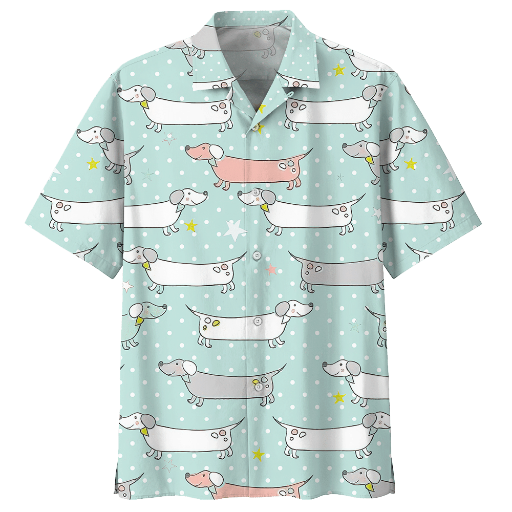 Dachshund Blue Amazing Unisex Hawaiian Shirt
