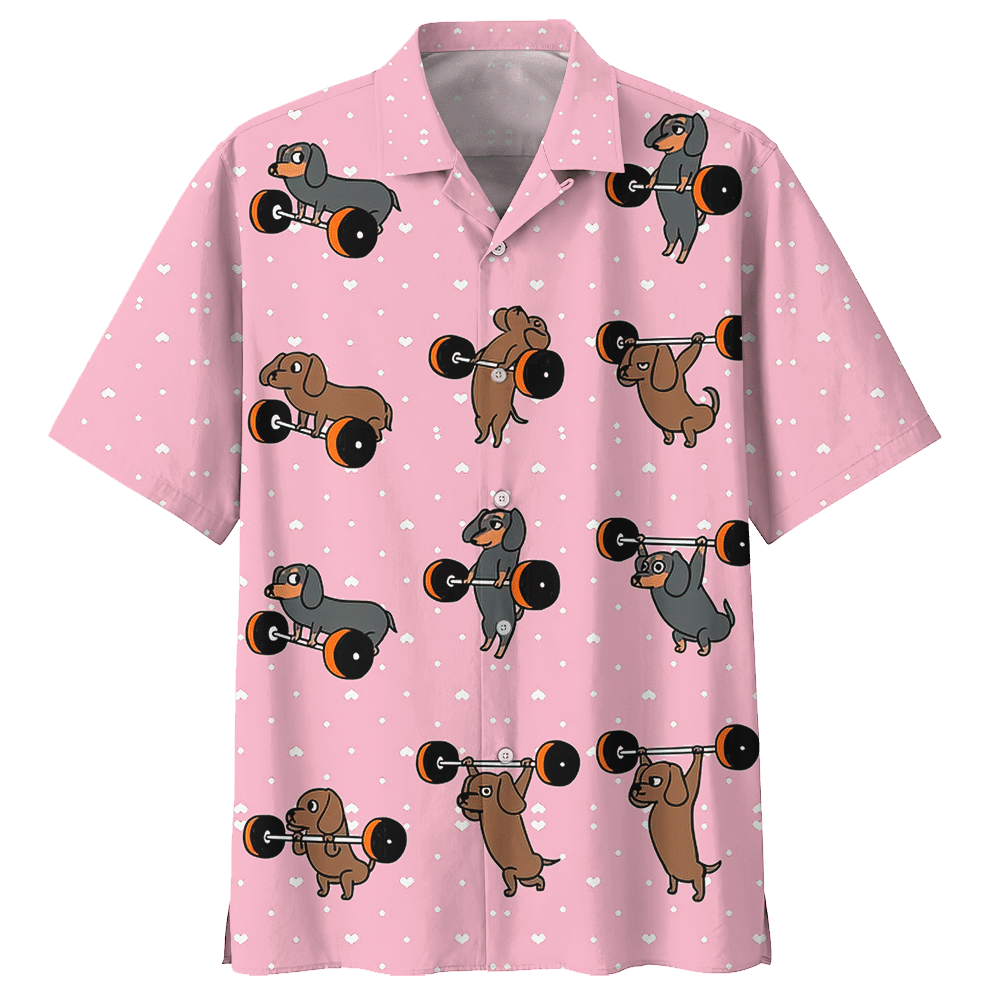 Dachshund Pink High Quality Unisex Hawaiian Shirt