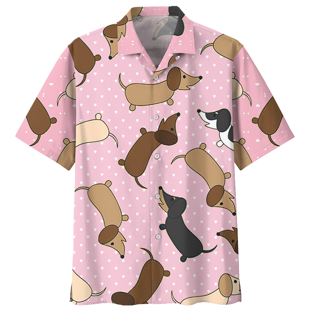 Dachshund Pink Nice Unisex Hawaiian Shirt